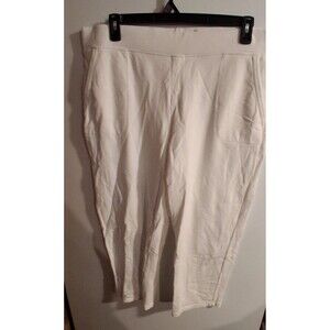 T By Talbots White Relaxed Crop Pull-on Taper Capri Pants Sz XL